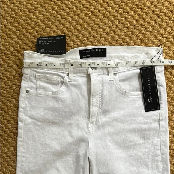 Veronica Beard White Flare Wide Leg Jeans